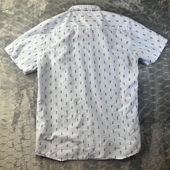Molokai Surf Co Pineapple Button Down Large Blue Short Sleeve Tropical Shirt - Picture 7 of 7
